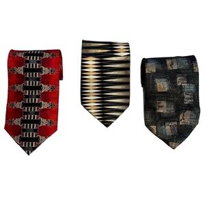 Uomo Three Tie Bundle Handmade Silk Eclectic Grandpa 4” Wide